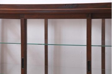 レトロ家具　ヒノキ材　シンプルな引き出し付きガラスケース(ショーケース、陳列棚)(R-036875)