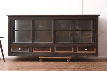 アンティーク家具　両面ガラス　大正ロマン香るサイドボード(ショーケース、飾り棚、陳列棚)(R-036882)