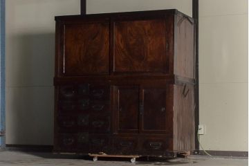 アンティーク家具　前面ケヤキ材・桜材　重ね収納箪笥(水屋箪笥)(R-036884)