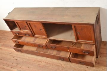 アンティーク家具　大型サイズの木製テレビ台(リビングボード)(R-036888)