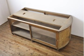 アンティーク家具　昭和初期　両面引き戸のガラスケース(ショーケース、飾り棚、陳列棚)(R-036896)