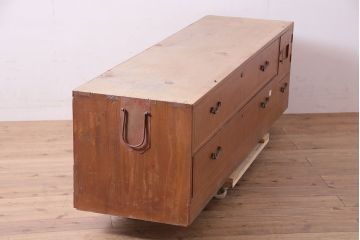 アンティーク家具　昭和初期　レトロな木製チェスト(ローボード)(R-036906)