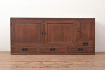 アンティーク家具　味のあるレトロな木製ローボード(収納棚、テレビ台)(R-036907)
