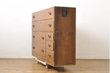 アンティーク家具　昭和初期　シンプルなデザインの和風チェスト(洋服タンス)(R-036910)