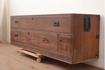 アンティーク家具　昭和初期　和製アンティーク　木製ローチェスト(ローボード)(R-036911)