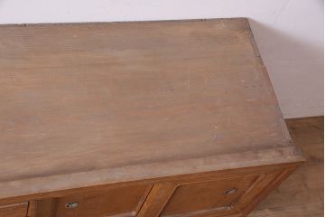 アンティーク家具　昭和中期　木製扉付きの和レトロなテレビ台(ローボード、収納棚)(R-036914)