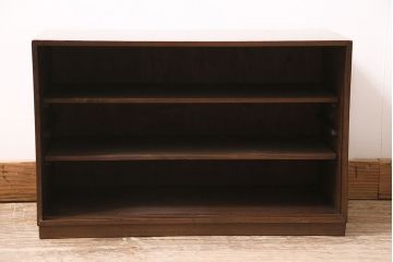 レトロ家具　味のある木色とモールガラスが魅力の戸棚(収納棚、ガラス戸棚)(R-036925)