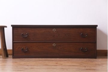 アンティーク家具　大正期　前面栓材　天板リメイク　和の風情が魅力的なチェスト(引き出し、箪笥)