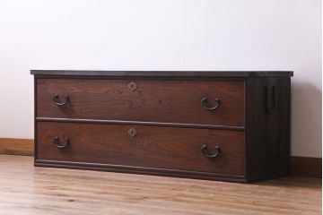 アンティーク家具　大正期　前面栓材　天板リメイク　和の風情が魅力的なチェスト(引き出し、箪笥)