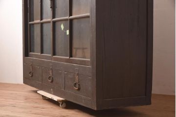 和製アンティーク　ヒノキ材　シンプルな木製キャビネット　(R-036928)