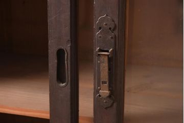 アンティーク家具　ヒノキ材　シンプルな木製キャビネット(収納棚、飾り棚、戸棚)(R-036928)