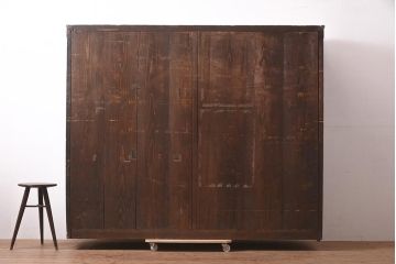 アンティーク家具　ヒノキ材　シンプルな木製キャビネット(収納棚、飾り棚、戸棚)(R-036928)