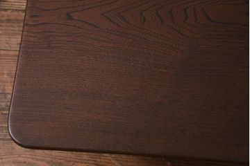 昭和レトロ家具　栓材一枚板　懐かしさ漂う角ちゃぶ台(座卓、ローテーブル)(R-036933)