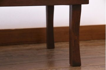 昭和レトロ家具　栓材一枚板　懐かしさ漂う角ちゃぶ台(座卓、ローテーブル)(R-036933)