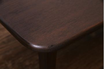 昭和レトロ家具　栓材一枚板　懐かしさ漂う角ちゃぶ台(座卓、ローテーブル)(R-036933)