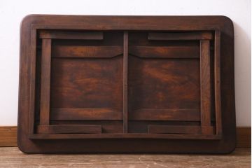 昭和レトロ家具　栓材一枚板　懐かしさ漂う角ちゃぶ台(座卓、ローテーブル)(R-036933)