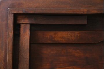 昭和レトロ家具　栓材一枚板　懐かしさ漂う角ちゃぶ台(座卓、ローテーブル)(R-036933)