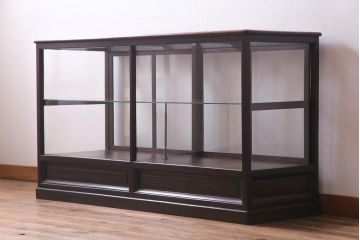 アンティーク家具　大正ロマン　総ケヤキ材　風格漂うガラスケース(ショーケース、陳列棚)(R-036934)
