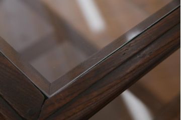 アンティーク家具　大正ロマン　総ケヤキ材　風格漂うガラスケース(ショーケース、陳列棚)(R-036934)