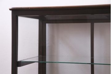 アンティーク家具　大正ロマン　総ケヤキ材　風格漂うガラスケース(ショーケース、陳列棚)(R-036934)