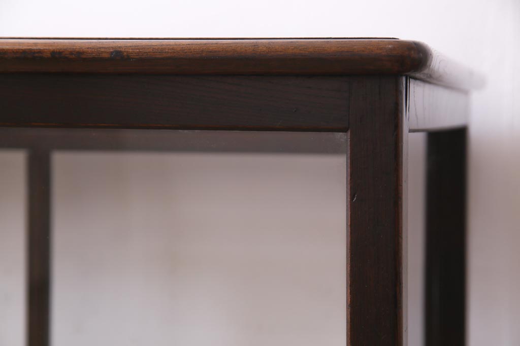 アンティーク家具　大正ロマン　総ケヤキ材　風格漂うガラスケース(ショーケース、陳列棚)(R-036934)