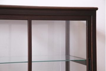 アンティーク家具　大正ロマン　総ケヤキ材　風格漂うガラスケース(ショーケース、陳列棚)(R-036934)