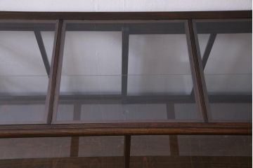 アンティーク家具　大正ロマン　総ケヤキ材　風格漂うガラスケース(ショーケース、陳列棚)(R-036934)