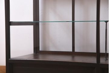 アンティーク家具　大正ロマン　総ケヤキ材　風格漂うガラスケース(ショーケース、陳列棚)(R-036934)