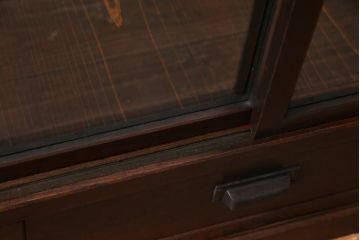 アンティーク家具　大正ロマン　総ケヤキ材　風格漂うガラスケース(ショーケース、陳列棚)(R-036934)