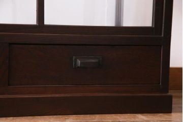 アンティーク家具　大正ロマン　総ケヤキ材　風格漂うガラスケース(ショーケース、陳列棚)(R-036934)