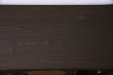 アンティーク家具　当店オリジナルガラス　和製アンティーク　鉄脚　丸窓がおしゃれな栓材製テレビ台(ローボード、リビングボード)(R-036935)