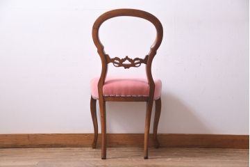 フランスアンティーク　マホガニー材　優雅な雰囲気漂うバルーンバックチェア(ダイニングチェア、椅子)(R-036939)