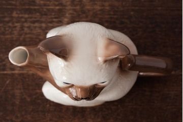 ヴィンテージ雑貨　イギリスビンテージ　Tony wood(トニーウッド)　シャム猫型のティーポット(ネコ型ポット、茶器)