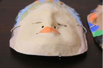 昭和期　藤原孚石作　嵯峨面　厄除 福寿　7個セット・紙箱付き(お多福、稚児面、ひょっとこ 等)(R-036946)