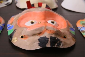 昭和期　藤原孚石作　嵯峨面　厄除 福寿　8個セット・紙箱付き(お多福、干支、鬼面 等)(R-036948)