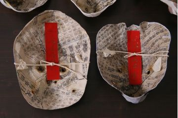 昭和期　藤原孚石作　嵯峨面　厄除　5個セット・紙箱付き(干支)(R-036950)