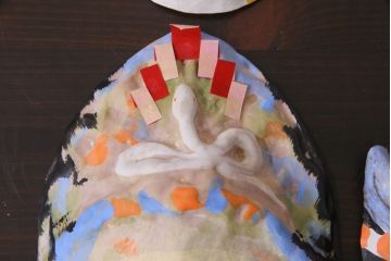 昭和期　藤原孚石作　嵯峨面　厄除　6個セット・紙箱付き(干支)(R-036952)