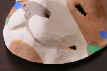 昭和期　藤原孚石作　嵯峨面　厄除　5個セット・紙箱付き(干支)(R-036954)