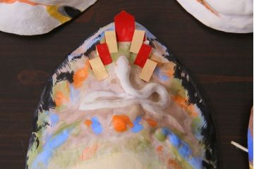 昭和期　藤原孚石作　嵯峨面　厄除　5個セット・紙箱付き(干支)(R-036957)