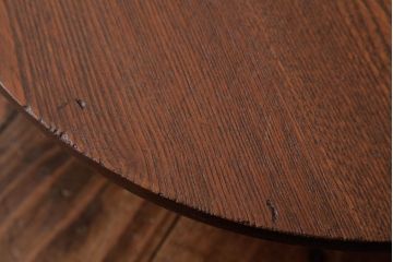 昭和レトロ家具　栓材　懐かしさ漂う丸ちゃぶ台(ローテーブル)(R-036970)
