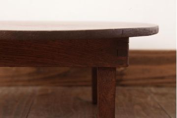 昭和レトロ家具　栓材　懐かしさ漂う丸ちゃぶ台(ローテーブル)(R-036970)