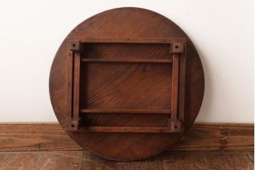 昭和レトロ家具　栓材　懐かしさ漂う丸ちゃぶ台(ローテーブル)(R-036970)