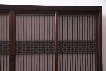 ラフジュ工房オリジナル　アンティーク建具リメイク　脚付き　緻密な組子が魅力の和風キャビネット(書院戸、収納棚、戸棚)(R-036971)