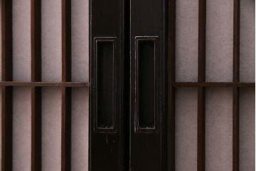 ラフジュ工房オリジナル　アンティーク建具リメイク　格子が美しい和風キャビネット(組子、書院戸、収納棚、戸棚)(R-036972)