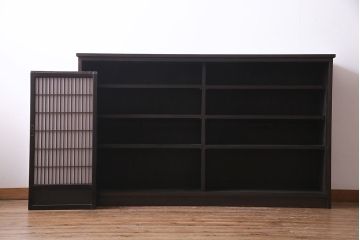 ラフジュ工房オリジナル　アンティーク建具リメイク　格子が美しい和風キャビネット(組子、書院戸、収納棚、戸棚)(R-036972)