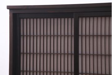 ラフジュ工房オリジナル　アンティーク建具リメイク　格子が美しい和風キャビネット(組子、書院戸、収納棚、戸棚)(R-036972)