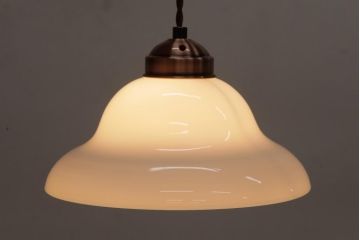アンティーク照明　昭和初期　つるりとしたフォルムと質感が魅力のペンダントライト(天井照明、電笠)(R-036974)