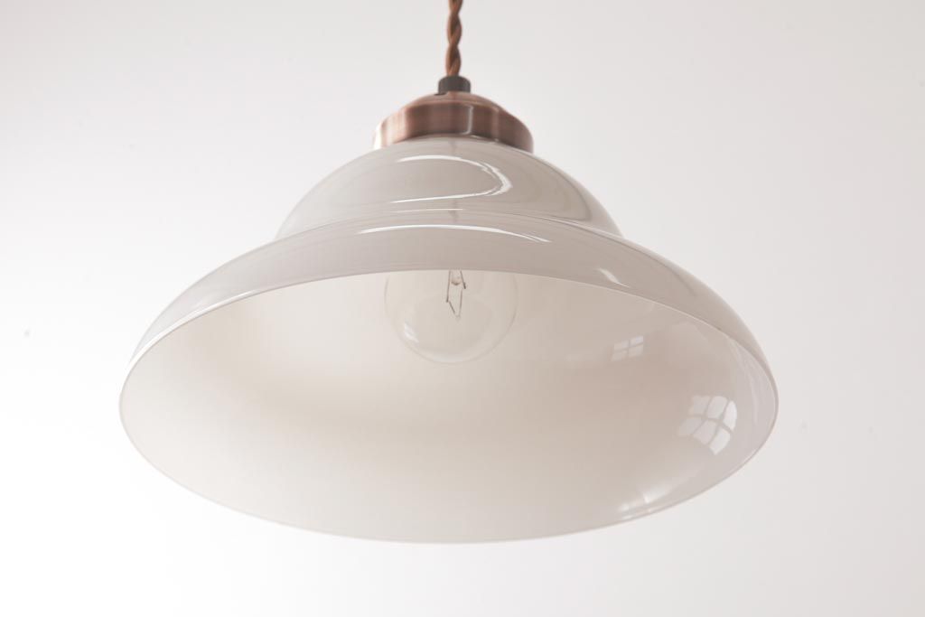 アンティーク照明　昭和初期　つるりとしたフォルムと質感が魅力のペンダントライト(天井照明、電笠)(R-036974)