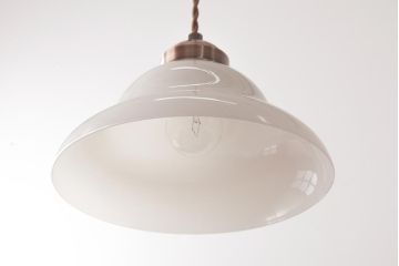 アンティーク照明　昭和初期　つるりとしたフォルムと質感が魅力のペンダントライト(天井照明、電笠)(R-036974)