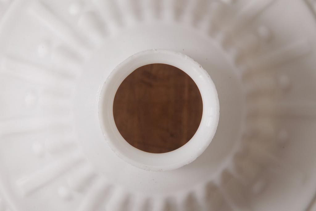 アンティーク照明　和製アンティーク　陽刻ガラスがお洒落なペンダントライト(天井照明、吊り下げ照明、シェード)(R-036975)